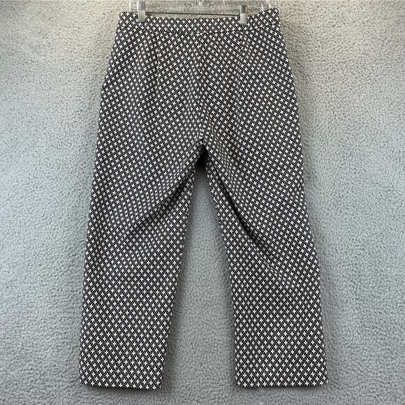 J Jill Capri Pants 12 Black Minimalist Stretchy Geometric Flower All-Over Career - Picture 10 of 13